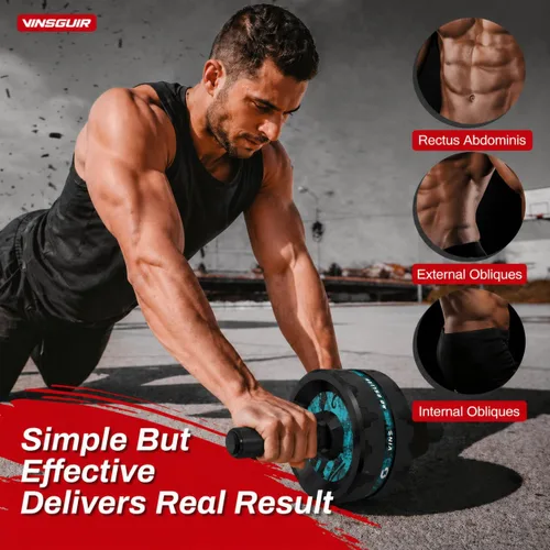 Miniatura 3 de VINSGUIR Ab Roller Wheel, Abs & Core Workout Equipment for Home Gym with Knee Pad Accessories, Abdominal Wheel for Full-body Strength Training Lago