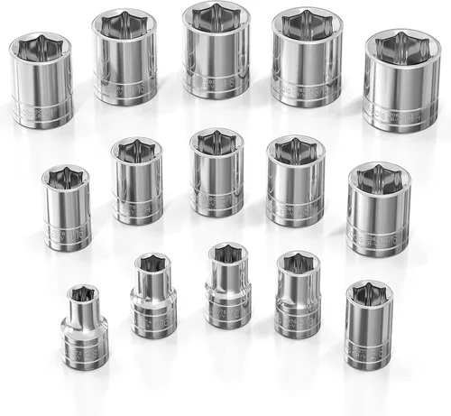 Miniatura 9 de Olsa Tools Juego de llaves profundas SAE - 1/4 pulgadas, 13 piezas - 6 puntas cromadas de 1/8" a 5/8" y tamaños sin saltos - Juego de llaves de vaso