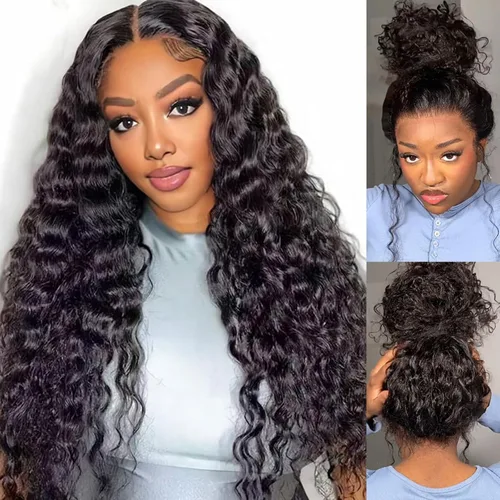 Miniatura 9 de Pelucas de encaje frontal de onda corporal 360 de cabello humano para mujeres, sin pegamento, previamente despuntadas con pelillos, 180 % de Peluca