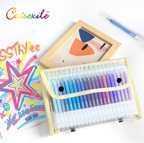 Miniatura 7 de Bolígrafos de gel con purpurina de 80 colores para libros de colorear para adultos y papel negro, punta fina suave de 0.039 in, gran capacidad
