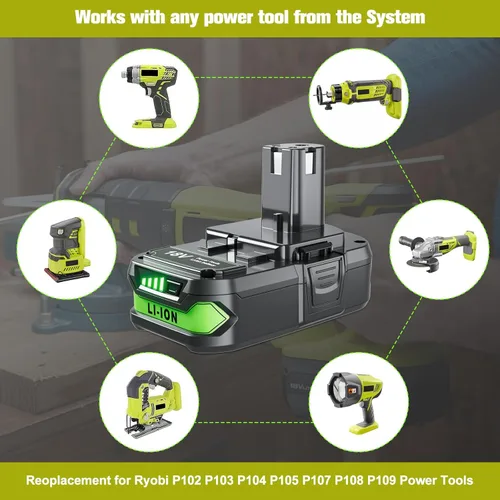 Miniatura 4 de POWTREE Repuesto mejorado de 4.0Ah para batería Ryobi de 18 V y cargador compatible con baterías Ryobi 18V ONE+ P102 P107 P108 P105 P104 P103