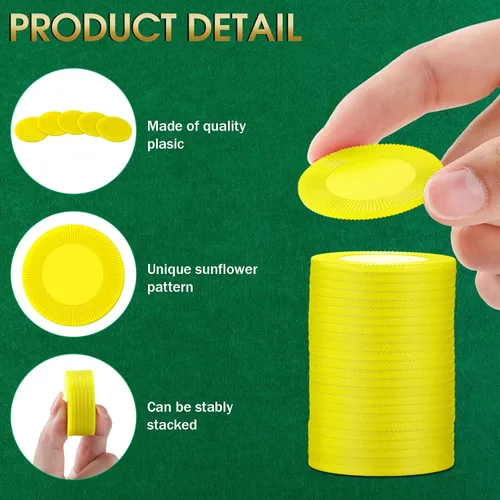Miniatura 3 de Leitee 500 fichas de póquer de plástico amarillo a granel de 1.5 pulgadas, mini fichas de bingo de 1.5 pulgadas, marcadores de fichas en blanco