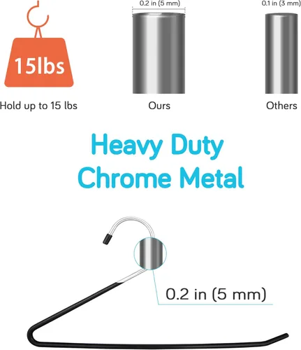 Miniatura 2 de IPOW Paquete de 24 perchas de metal resistentes para pantalones, perchas para armario, perchas de ropa de extremo abierto para pantalones holgados