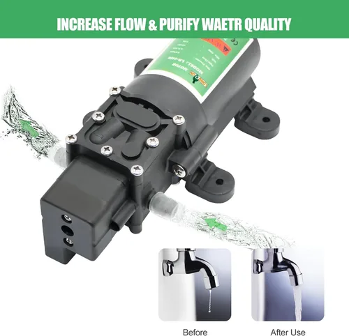Miniatura 5 de LONGRUN Bomba de agua dulce 12 V DC bombas de diafragma con interruptor de presión ajustable, 4.5L/Min 1.2GPM 85 PSI Bomba rociadora autocebante