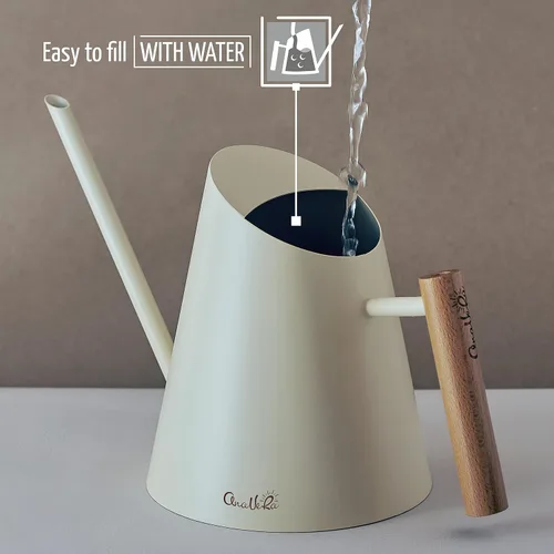 Miniatura 7 de AnaVeRa Regadera para plantas de interior, pequeña lata de agua de acero inoxidable con boquilla larga recta, regadera con mango de madera para casa