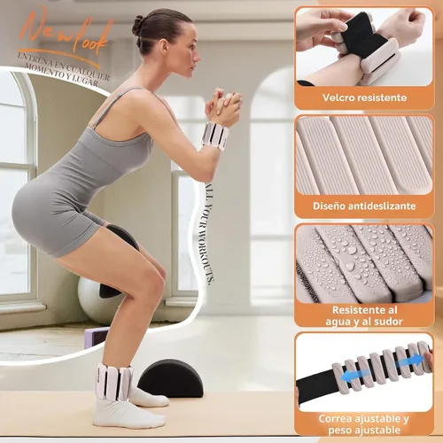 Miniatura 4 de BECOJADDE Juego de 2 pesas para tobillo (1 libra/2 libras cada una) para mujeres y hombres, pulsera ajustable para muñeca para gimnasio en casa