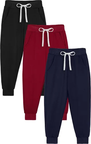 Resinta Paquete de 3 pantalones deportivos para niños pequeños, pantalones deportivos casuales con cordón de bolsillo