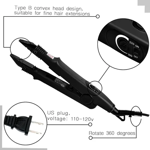 Miniatura 3 de Lothee Herramienta de extensión de cabello con pegamento de queratina, cuentas de gránulos, enchufe estadounidense, herramientas profesionales