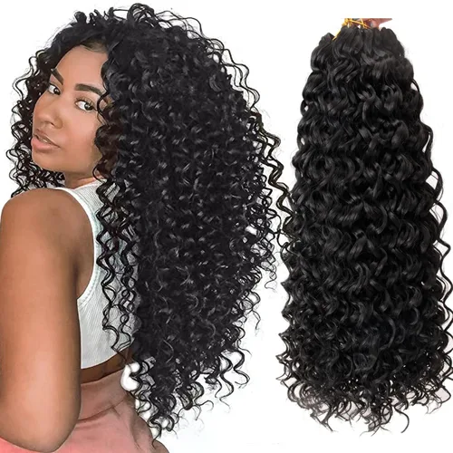 Miniatura 35 de 8 Paquetes de Cabello Rizado con Ganchillo GoGo, Cabello Rizado con Ganchillo para Mujeres Negras, Trenzado de Onda Profunda, Cabello Sintético