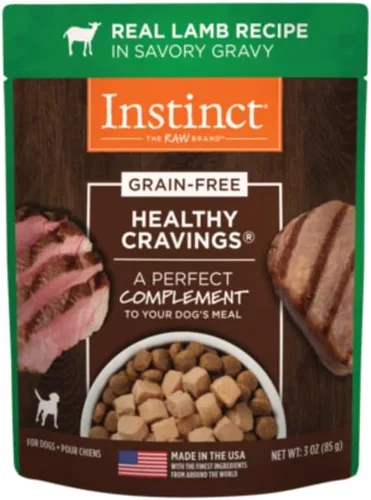 Instinct Healthy Cravings - Alimento húmedo natural para perros, receta sin granos, cordero real, bolsas de 3 onzas (paquete de 24)