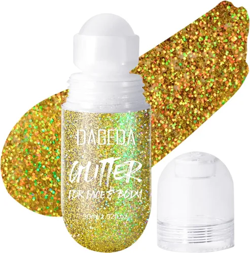 Miniatura 9 de DAGEDA Gel de purpurina corporal, purpurina facial enrollable para maquillaje de sirena, accesorios para festivales, rave, gel holográfico