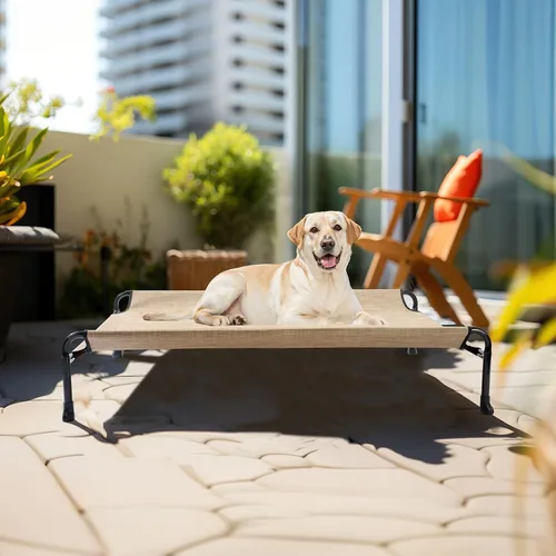 Miniatura 6 de Veehoo Cama Elevada para Perros, Catres Elevados para Perros Grandes, Cama Impermeable para Perros de Exterior, Hamaca Refrescante para Mascotas