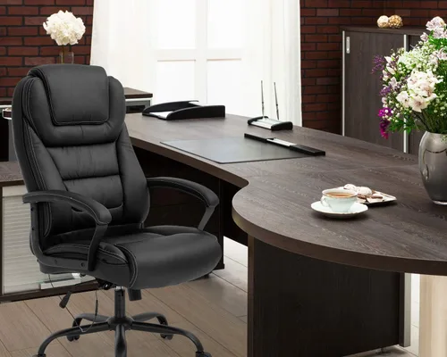 Miniatura 2 de Silla de escritorio ergonómica, ancha, grande y alta de 500 libras con soporte lumbar, reposabrazos y reposacabezas, silla de oficina giratoria