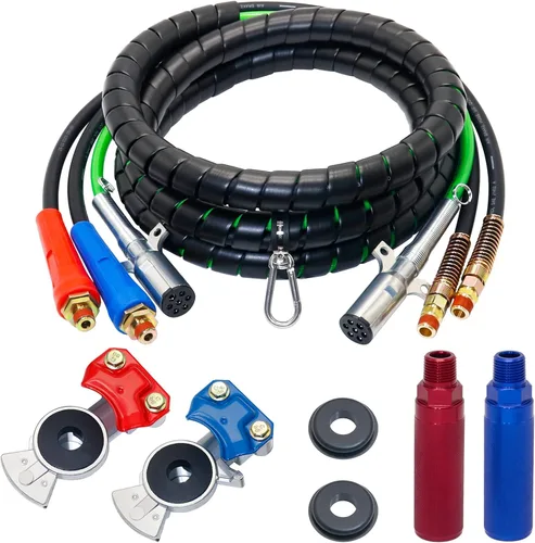 Kits de Manguera de Línea de Aire de 15 Pies, Dazakoot Línea de Aire 3 en 1 para Camión Tractor Remolque, Cable Eléctrico ABS de 7 Vías y Ensamblaje