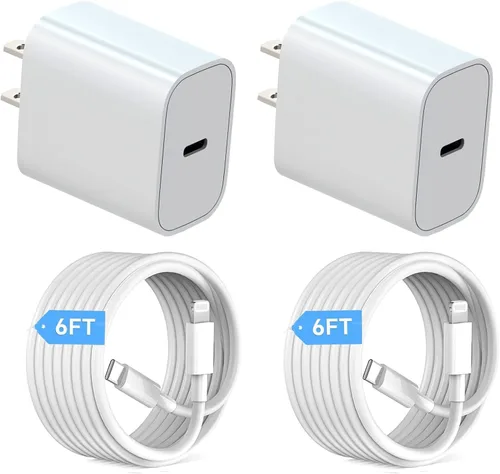 Miniatura 10 de Cargador para iPhone de carga rápida [certificado MFi] USB C con 2 cables USB C a Lightning de 6 pies, compatible con iPhone 14/14 Pro Max/13/13 Pro