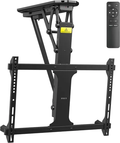 VIVO Soporte eléctrico para TV de techo para pantallas de 32 a 70 pulgadas, soporte VESA de techo inclinado motorizado abatible grande, paquete Negro