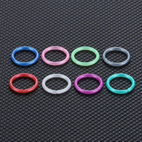 Miniatura 4 de Oveta 8-32 piezas 16G/20G anillos de nariz transparentes con retenedor, anillos de tabique de acrílico Bioflex de colores, anillos de cartílago