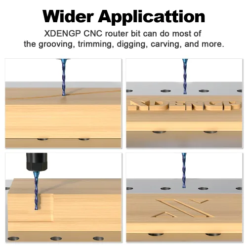 Miniatura 5 de Broca de compresión en espiral de compresión con corte de 3 flautas para CNC, diámetro de corte de 1/8 pulgadas, longitud de corte de 1 pulgada