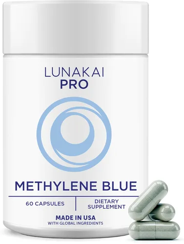 Lunakai Cápsulas azul de metileno fabricadas en Estados Unidos de grado farmacéutico con vitamina C, B6, B12 – Suplemento diario de apoyo cerebral y