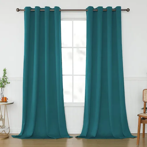 Miniatura 12 de KEQIAOSUOCAI Cortinas rosa bebé de 63 pulgadas para habitación de niñas - Con aislamiento térmico que oscurece la habitación, cortinas de ventana