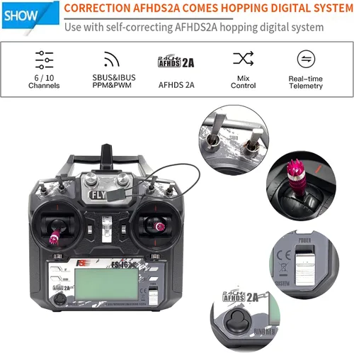 Miniatura 2 de DTXMX FS-i6X transmisor y receptor de radio de 10 canales FS-iA10B controlador RC de 2.4G para avión helicóptero FPV dron cuadricóptero RC vuela