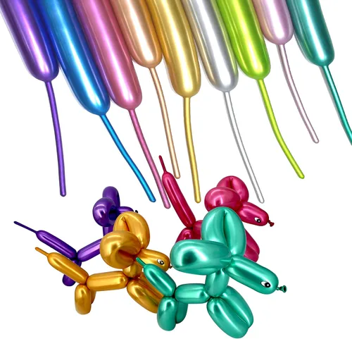 Miniatura 16 de 100Pcs Globos Negros 260, Globos Largos para Atar Arco de Globos, Globos Largos y Finos para Torcer Globos de Animales, Globos para Cumpleaños