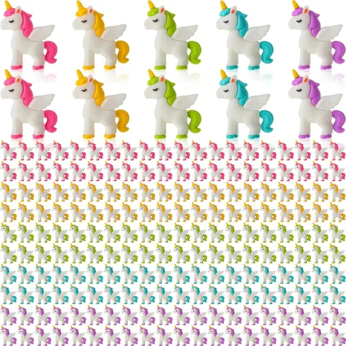 Miniatura 12 de Thyle 10 piezas de mini figuras de unicornio en miniatura para decoración de pasteles, figura de caballo volador para bricolaje, paisaje de musgo