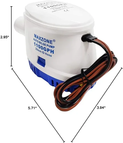 Miniatura 8 de Bomba de agua sumergible automática para barco de sentina 12 V 1100 GPH Auto con interruptor flotante, salida de 1-1/8", compacta para barco marino