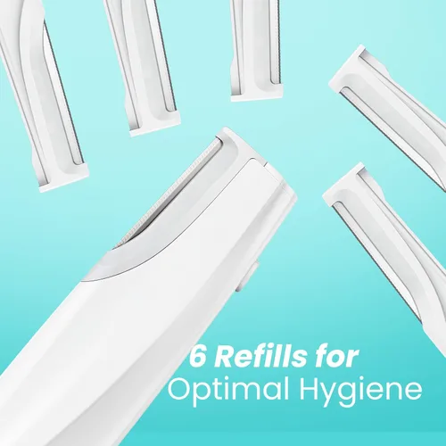 Miniatura 5 de Herramienta de dermaplaning Sonic para la cara, afeitadora Dermaplane recargable con 6 dermablades de recambio, pelo facial y removedor de pelusa