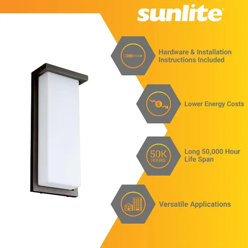 Miniatura 3 de Sunlite 81481 - Lámpara de pared LED moderna de 14 pulgadas, accesorio para exteriores, ajustable 3 CCT 3000K-5000K, 20 vatios, 1100 lúmenes, Bronce