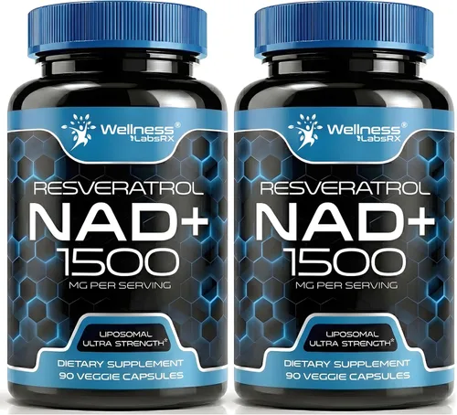 WELLNESS LABSRX Suplemento liposomal NAD, 1500 mg - Suplemento de resveratrol NAD para mujeres y hombres, NAD+ apoya la salud celular, energía y