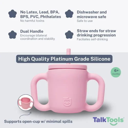 Miniatura 2 de TalkTools ITSY - Taza de entrenamiento de silicona para bebé, taza pequeña con popote para bebé, antifugas, a prueba de derrames y sin BPA