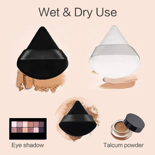 Miniatura 4 de 8 bocanadas de triángulo suave facial, 5 mini bocanadas de maquillaje, herramientas de maquillaje húmedas y secas, utilizadas para polvo, polvo