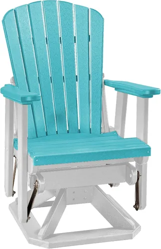 Miniatura 6 de DutchCrafters Slat Fan Back Poly Adirondack Swivel Glider Outdoor Patio Chair (Black)