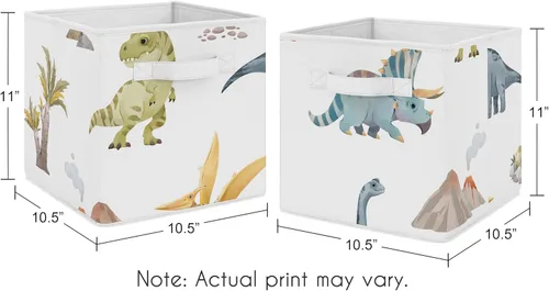 Miniatura 3 de Sweet Jojo Designs Juego de 2 cubos de almacenamiento plegables de tela (dinosaurio de acuarela de dinosaurio) para niños, bebés, niños, cajas