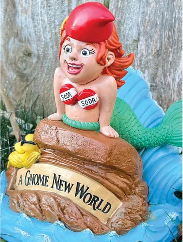 Miniatura 5 de BigMouth Inc Little Mer-gnome - Estatua de gnomo de jardín, divertida figura para césped y patio al aire libre, decoración de escultura de regalo