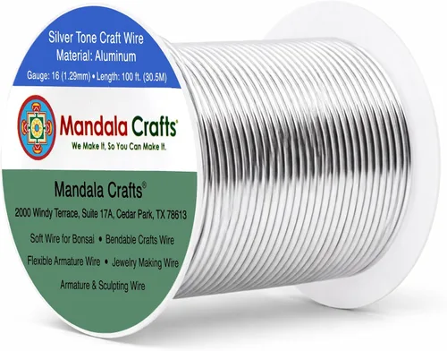 Miniatura 75 de Mandala Crafts - Alambre de aluminio anodizado de 8 calibre para hacer joyas - 9.75 m de alambre flexible negro colorido - Flexible para bonsái