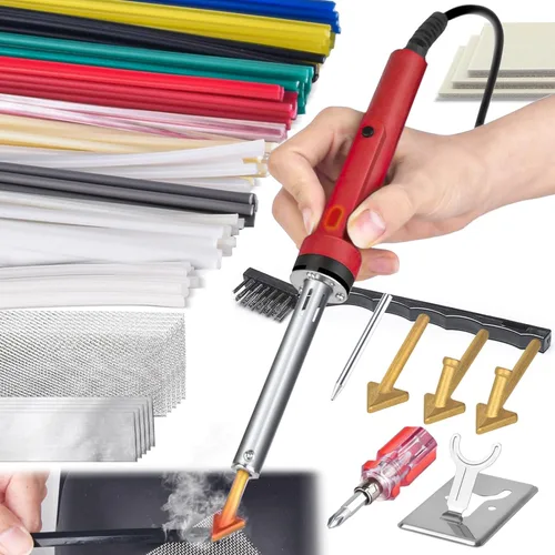Miniatura 9 de Kit de Soldador de Plástico de 130W Deluxe, Kit de Soldador de Hierro de Soldadura de Plástico 3-en-1, Herramienta Profesional de Reparación de Negro