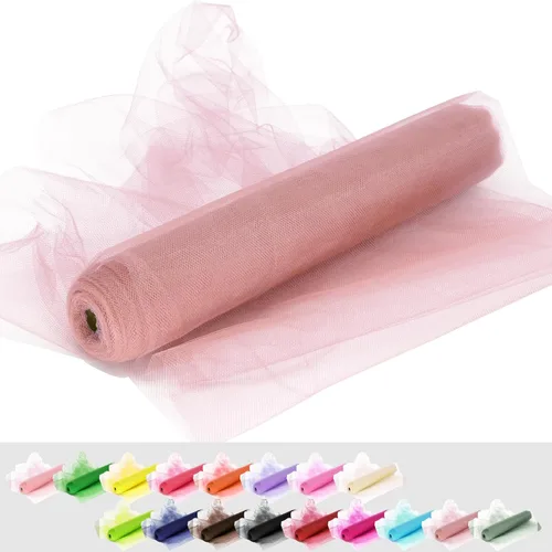 Miniatura 26 de Rollos de tela de tul, 54 pulgadas por 10 yardas (30 pies), cinta de tul para decoración de fiestas de boda, rollo de tela transparente en bobina