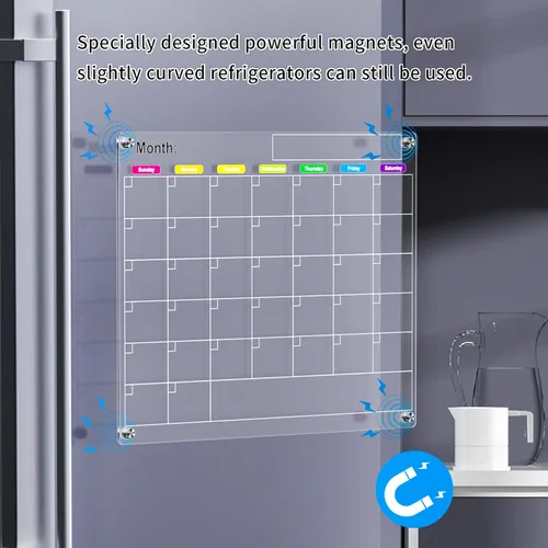 Miniatura 3 de Calendario acrílico magnético para refrigerador, pizarra magnética de borrado en seco acrílico antiarañazos para refrigerador, calendario magnético