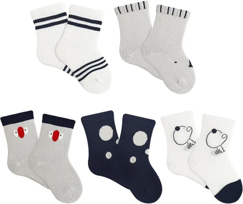 Miniatura 8 de Calcetines suaves y cómodos a media pantorrilla para bebés y niños pequeños, paquete de 5, unisex, perfectos para edades de 0 a 5 años