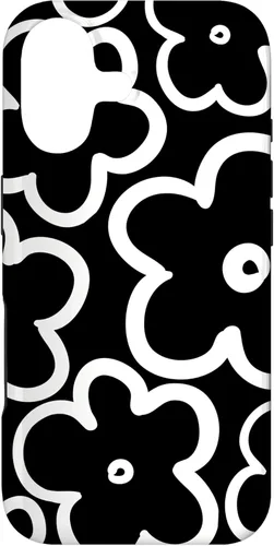 Cute Flower Pattern Large Wildflower Black and White Floral Case for iPhone 17