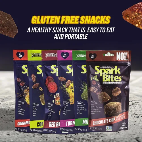 Miniatura 5 de SPARK BITES – Paquete variado de 6 (uno de cada sabor), sin alérgenos, a base de plantas, aperitivo energético saludable – Una liberación constante