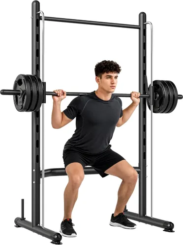 Miniatura 11 de Soozier Squat Rack with Pull-Up Bar, Adjustable Power Rack with Barbell Bar, Multi-Functional Steel Bench Press Rack for Home Gym Strength Training