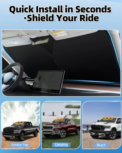 Miniatura 7 de Mixsuper Liner Parasol para parabrisas para Dodge Ram 1500 2019-2025 Parasoles parabrisas delanteros para ventanas para Ram 1500 Accesorios Visor