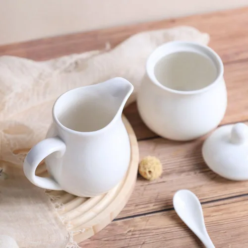 Miniatura 7 de Juego de crema y azúcar de cerámica colorida con cuchara de tapa, juego de servicio de café