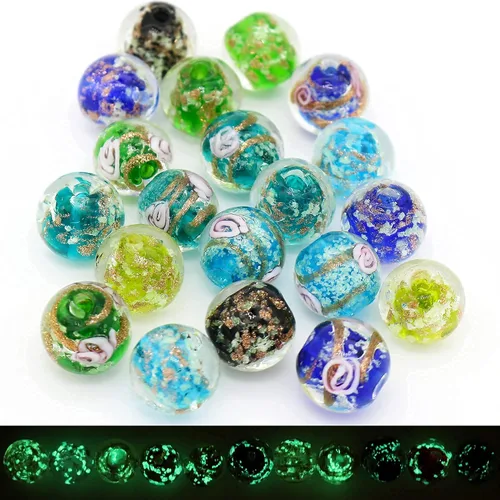 Miniatura 2 de Artsy Crafts - 20 cuentas surtidas de luciérnaga que brillan en la oscuridad de 0.47 pulgadas (0.472 in), cuentas de vidrio luminosas para hacer