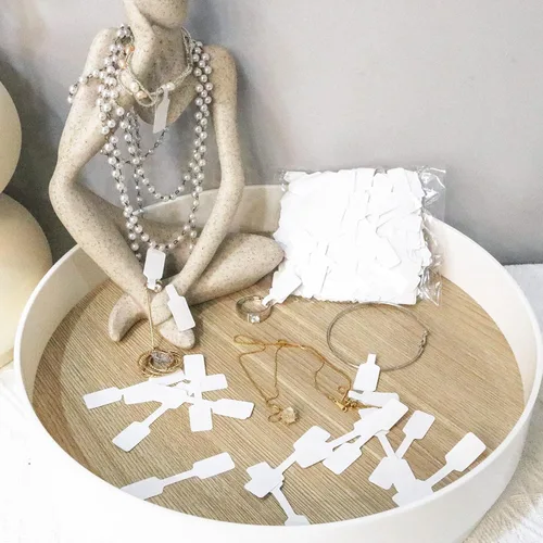 Miniatura 8 de 500 etiquetas adhesivas cuadradas en blanco para joyas, calcomanías de anillo blancas para exhibición, ferias de manualidades y embalaje