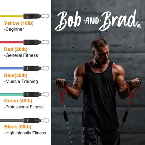 Miniatura 5 de BOB AND BRAD Bandas de resistencia, juego de bandas de resistencia para entrenamiento apilables de hasta 125-150 libras, bandas de ejercicio con 125
