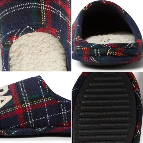 Miniatura 4 de Dearfoams Pantuflas para hombre Papa Bear , azul (Blue Tartan Plaid), S